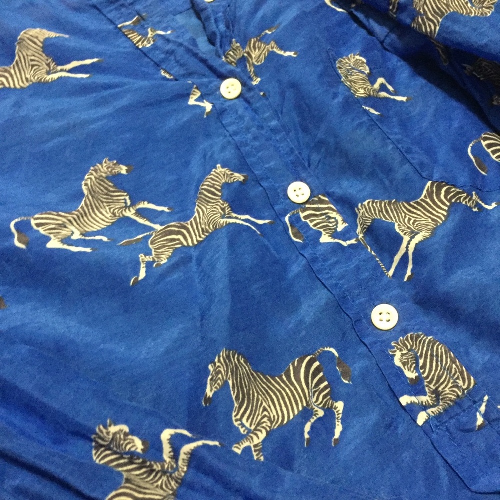 JCrew Royal Blue Zebra Breathable Shirt